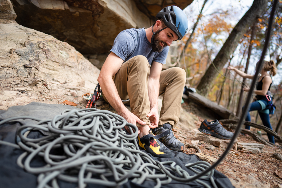 Cragging with a BD helmet