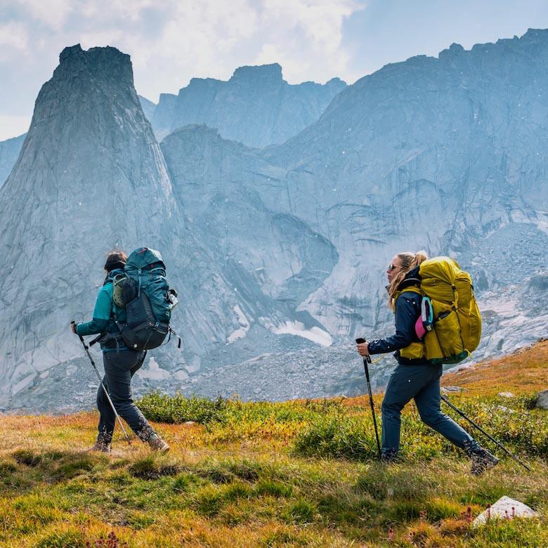 Two women backpacking in the Cirque of the Towers in Wyoming
